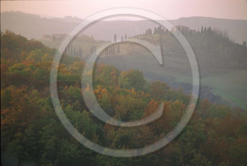 1991 - Landscapes in early morning with fog in autumn in Orcia valley