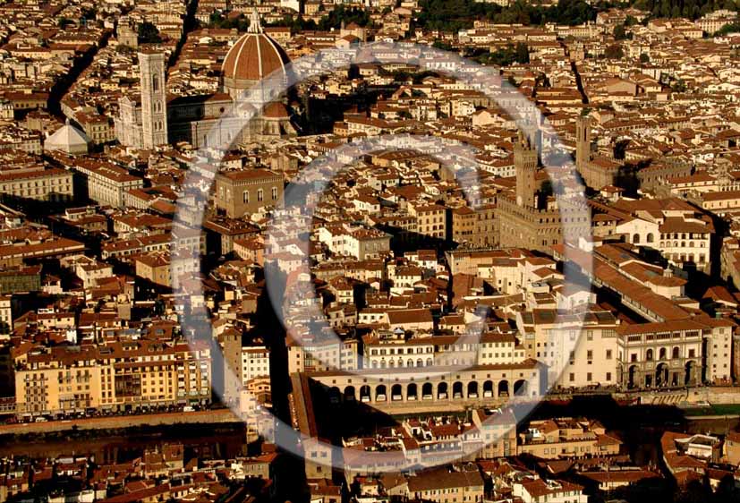 2000 - Aerial view of Florence, the Arno river and the cathedral of Brunelleschi.