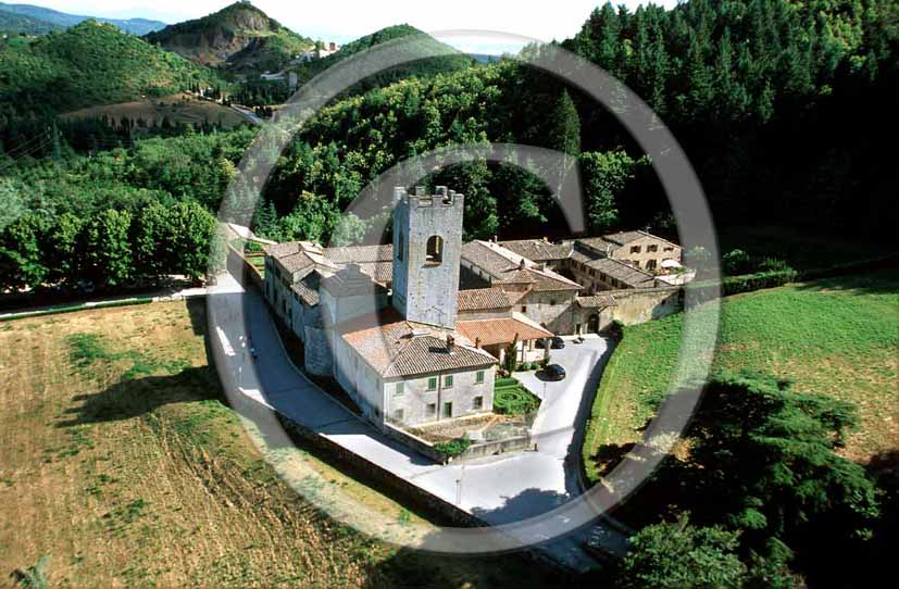 2001 - Aerial view of Coltibuono Abbay, Chianti land, near Gaiole in Chianti village, 16 miles est the province of Siena.