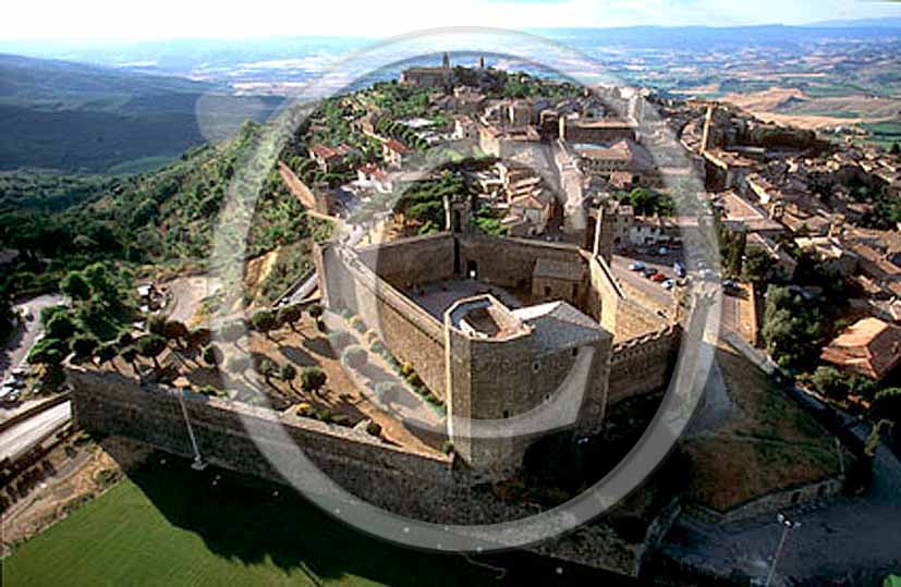 2001 - Aerial view of the fortress of Montalcino medieval village.