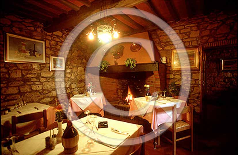1988 - View of traditional tuscan restaurant.