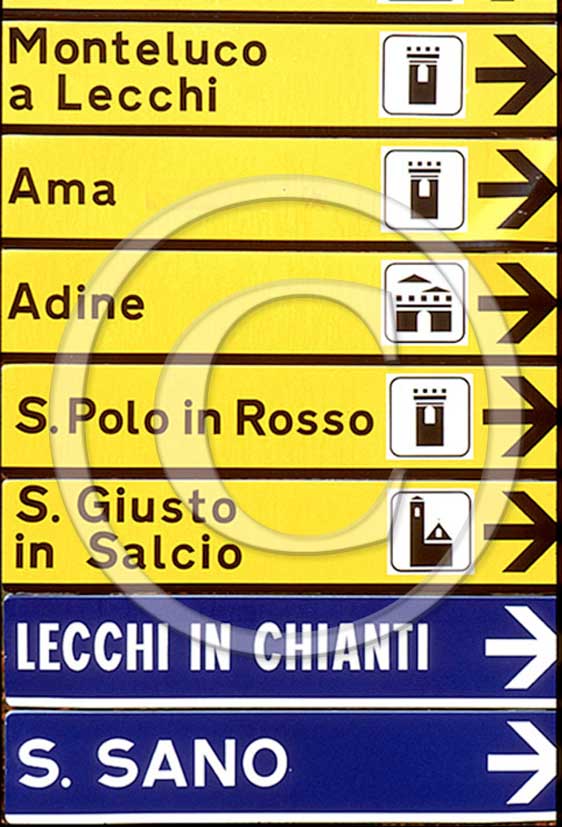 1988 - Road sign in Chianti land.