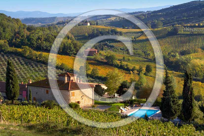 2006 - Landscapes of farm and vineyards on autumn, Chianti land, near S.Gimignano medieval village, 32 miles south the province of Florence. 