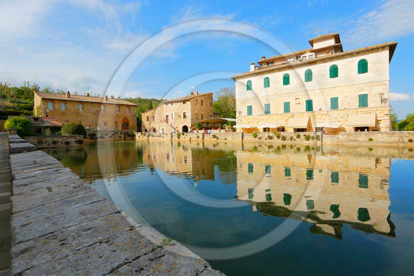 2012 - View of the main square of thermal water of Bagno Vignoni village in Orcia valley.