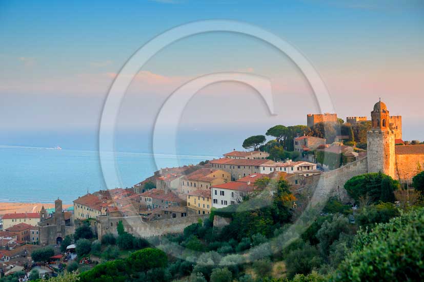 2012 - View on late afternoon of Castiglione della Pescaia medieval village on Tirreno sea in Maremma land.