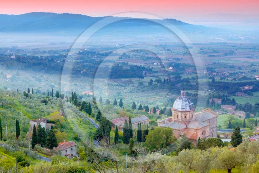 2013 - View of Cortona valley with Saint Maria delle Grazie Church, on right, in Valdichiana valley.