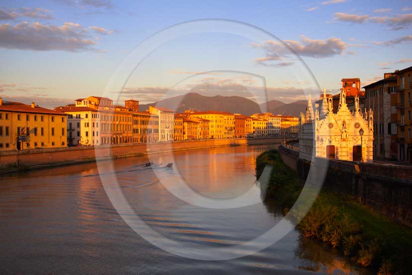 2008 - View of Pisa town with Arno river and 