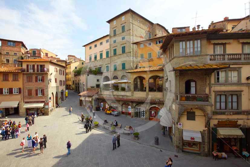 2009 - A view of the main square of Cortona medieval village with the Council Palace on background, Val di Chiana valley, 21 miles east Arezzo province.  			
  			