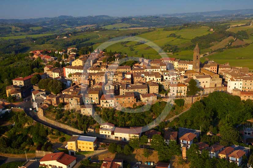 2009 - Aerial view of Peccioli medieval village, near Pisa town, Era valley, 16 miles south east Pisa province.  			
  			