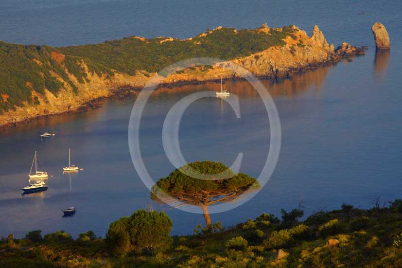 2009 - View of the coast of Campese beach of Isle of Giglio on summer, Maremma land, 80 miles south the province of Grosseto.