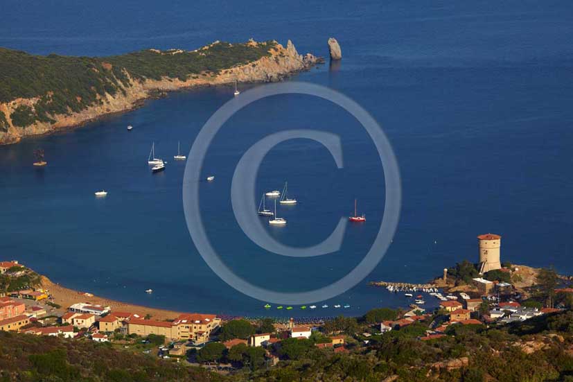 2009 - View of the coast of Campese beach of Isle of Giglio on summer, Maremma land, 80 miles south the province of Grosseto.