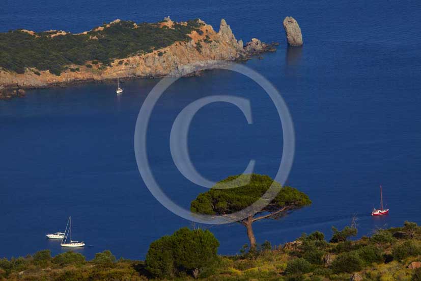 2009 - View of the coast of Campese beach of Isle of Giglio on summer, Maremma land, 80 miles south the province of Grosseto.