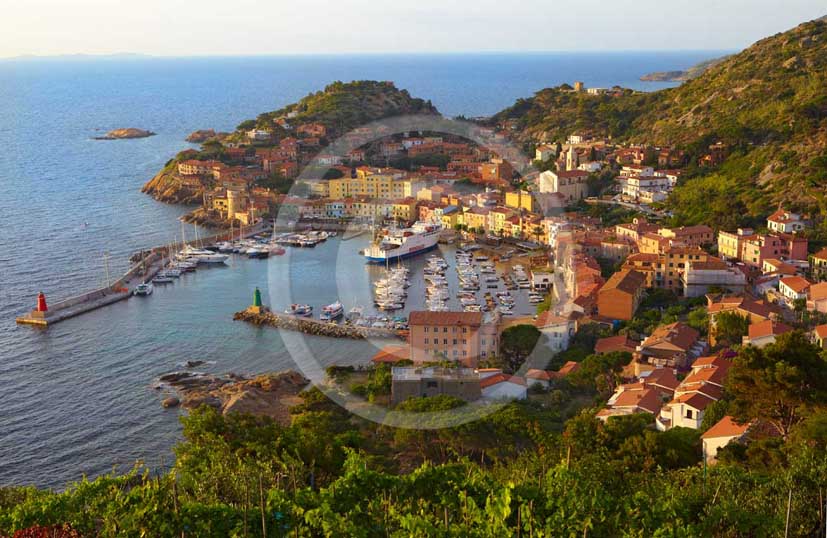 2009 - View of the port of Isle of Giglio in early morning on summer, Maremma land, 80 miles south the province of Grosseto.