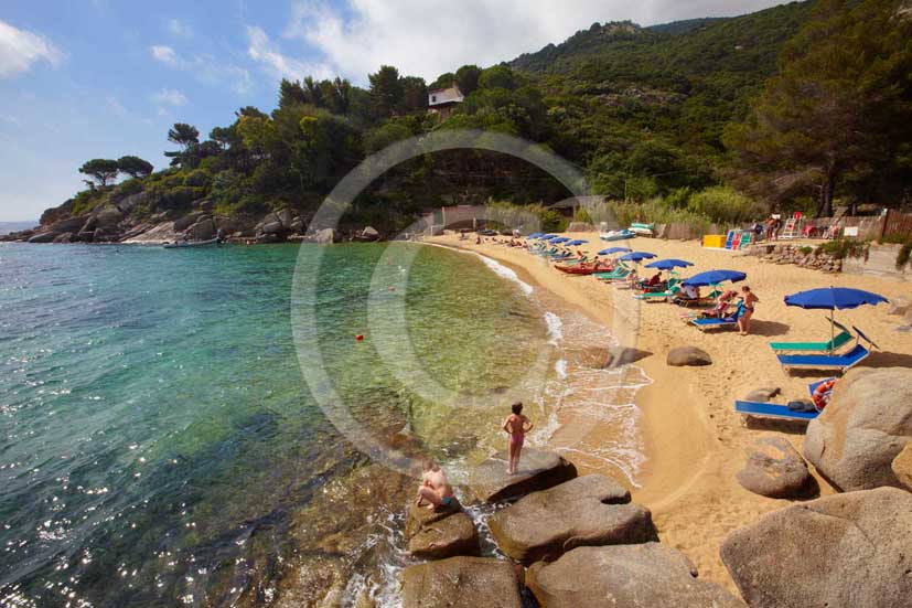 2009 - View of the coast of Caldane beach of Isle of Giglio on summer, Maremma land, 80 miles south the province of Grosseto.