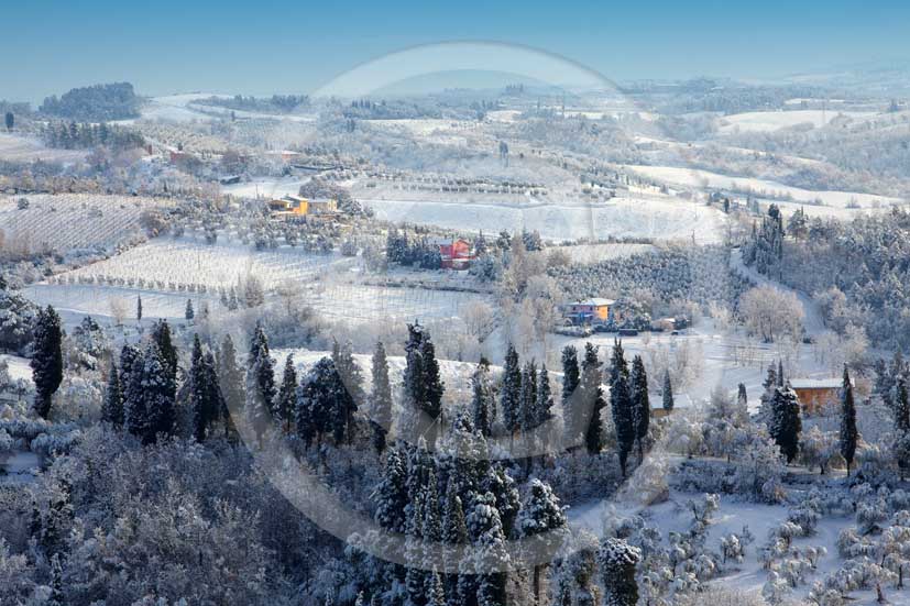   			2009 - Surrounding country viewer of farm, cypress under the snow in winter on early morning, near San Miniato village, Era valley, 22 miles east Pisa province.  			  			
  			
  			
  			